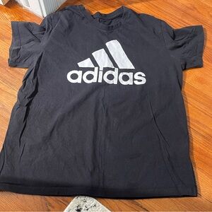 Classic ADIDAS Black short sleeve T-shirt bold white Logo Athleisure sporty XL